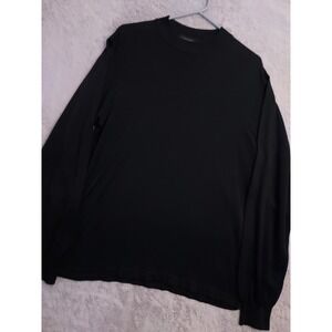 Jhane Barnes Sweater Mens Large Lightweight 100% Silk Black Long Sleeve Preppy L